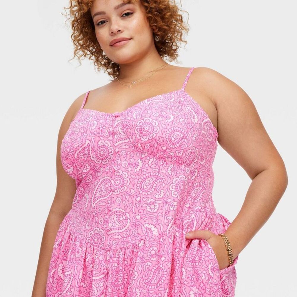 Open Box - Roller Rabbit - Women's Paisley Floral Drop Waist Midi  Pink - Picture 4 of 4
